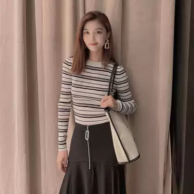 Brother Amash women's official website women's counter 2020 autumn striped knitted sea soul sweater 5399408