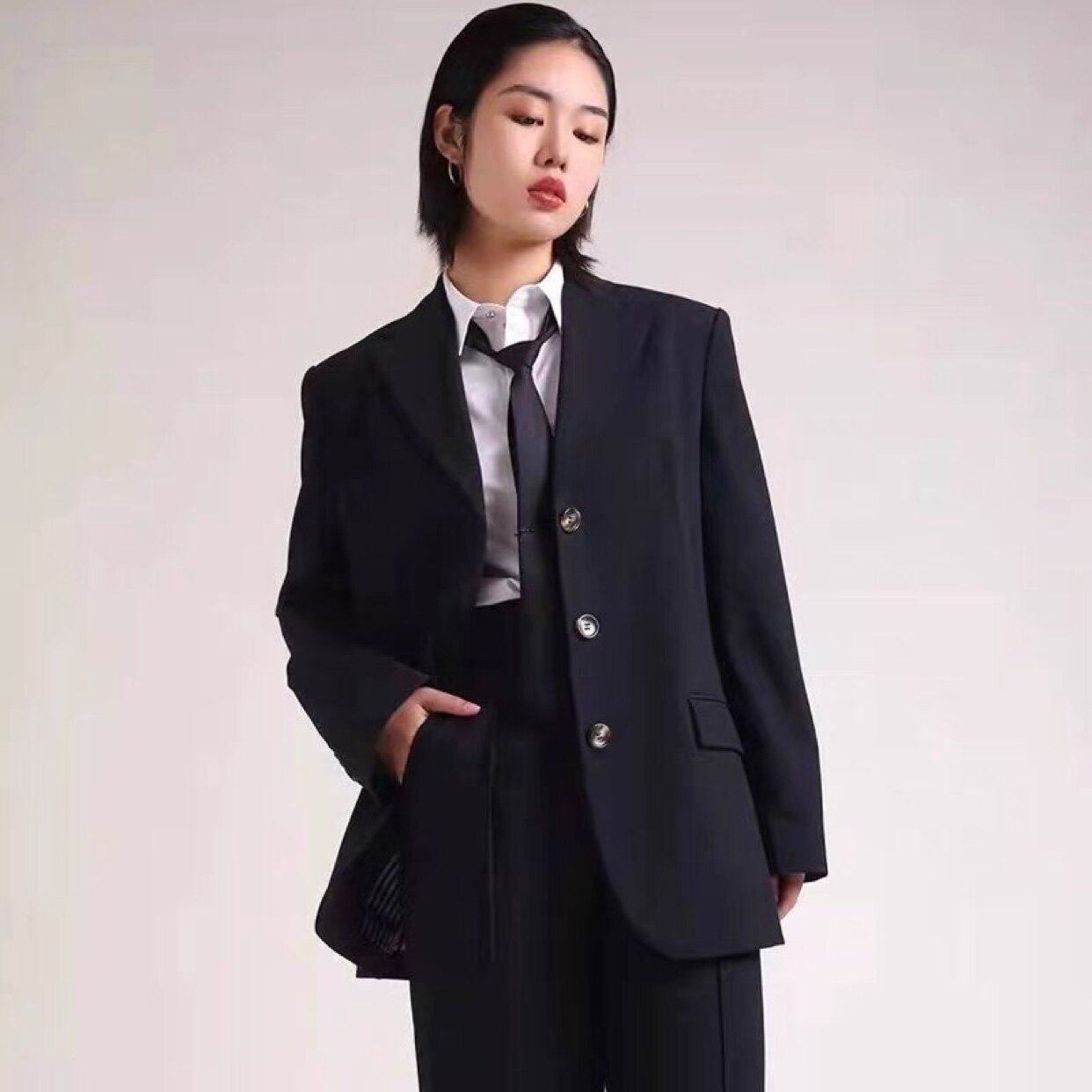 Brother's new 2021 autumn waist belt single-row buttoned wool suit jacket 1400535-4221111-001