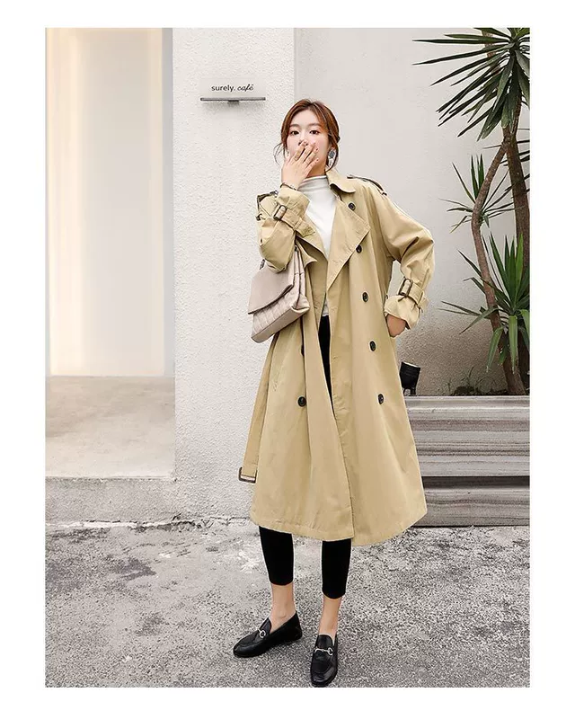 Trường hợp thỏ 2020 cotton đôi cổ điển hoang dã ren lên áo dài nữ áo gió mới áo khoác nữ - Trench Coat