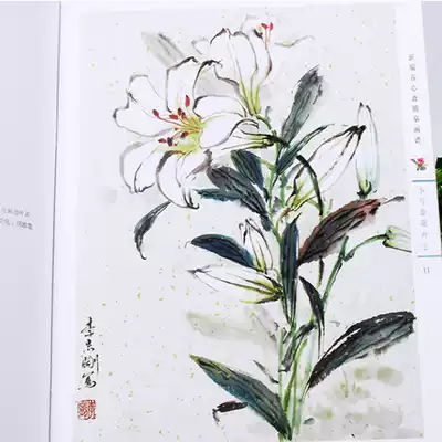 2 volumes of small freehand lily painting introductory flowers flowers and birds ink drawing line drawing technique self-study teaching material copy drawing spectrum