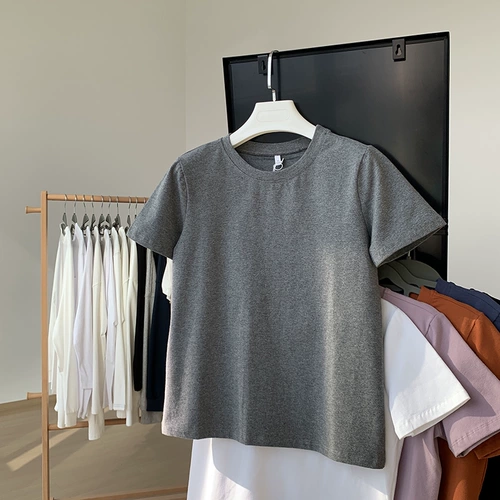 Белая летняя базовая приятная телу цветная футболка с круглым воротником, короткий рукав, свободный крой