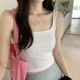 Suseyiku square neck backless threaded short design camisole women's 2024 new versatile sleeveless top