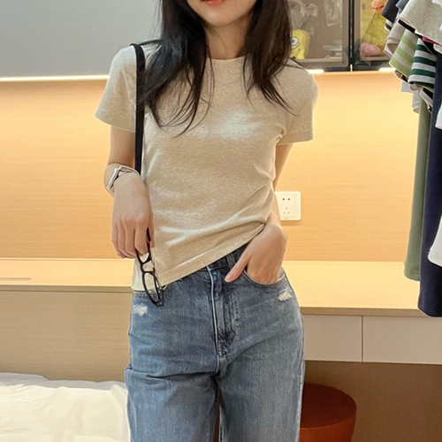 Приталенное базовое приятное телу летнее белье для повседневной носки, футболка с коротким рукавом