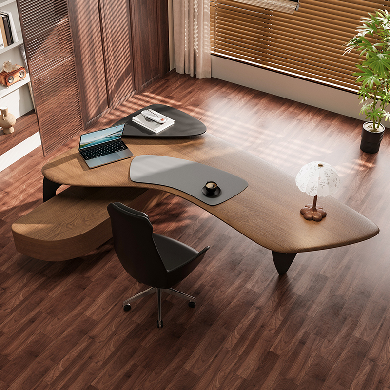 Office Desk, Boss Desk, Solid Wood Executive Desk, Italian-Style Light Luxury High-End Boss Single-Person Desk, Work Desk, Writing Desk, Computer Desk