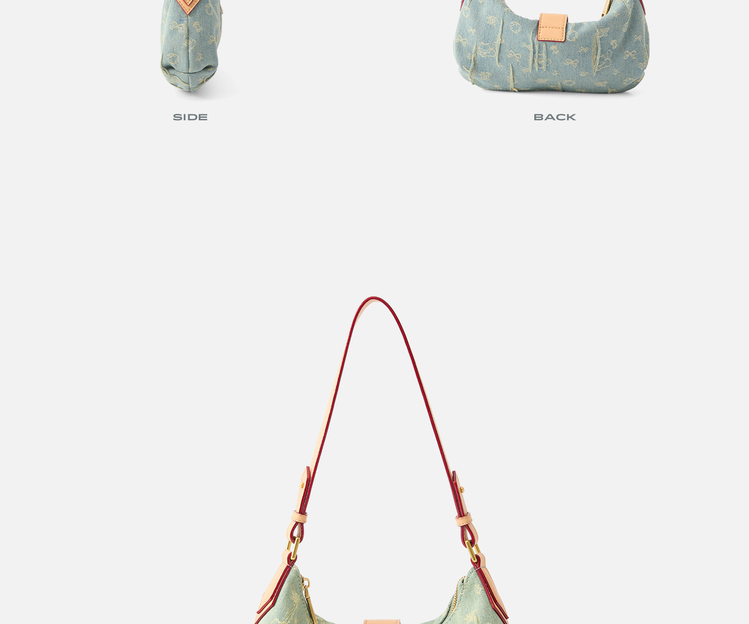 JACD Denim Crescent Underarm Bag - Zip-Top