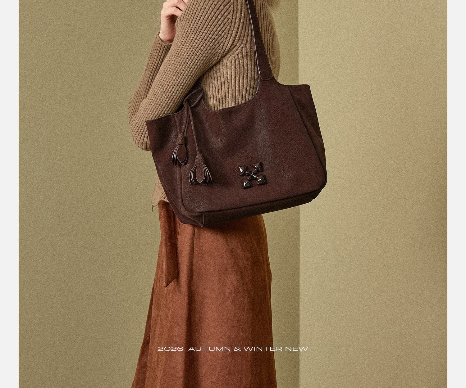 JACD Faux Leather Magnetic Snap Tote Bag