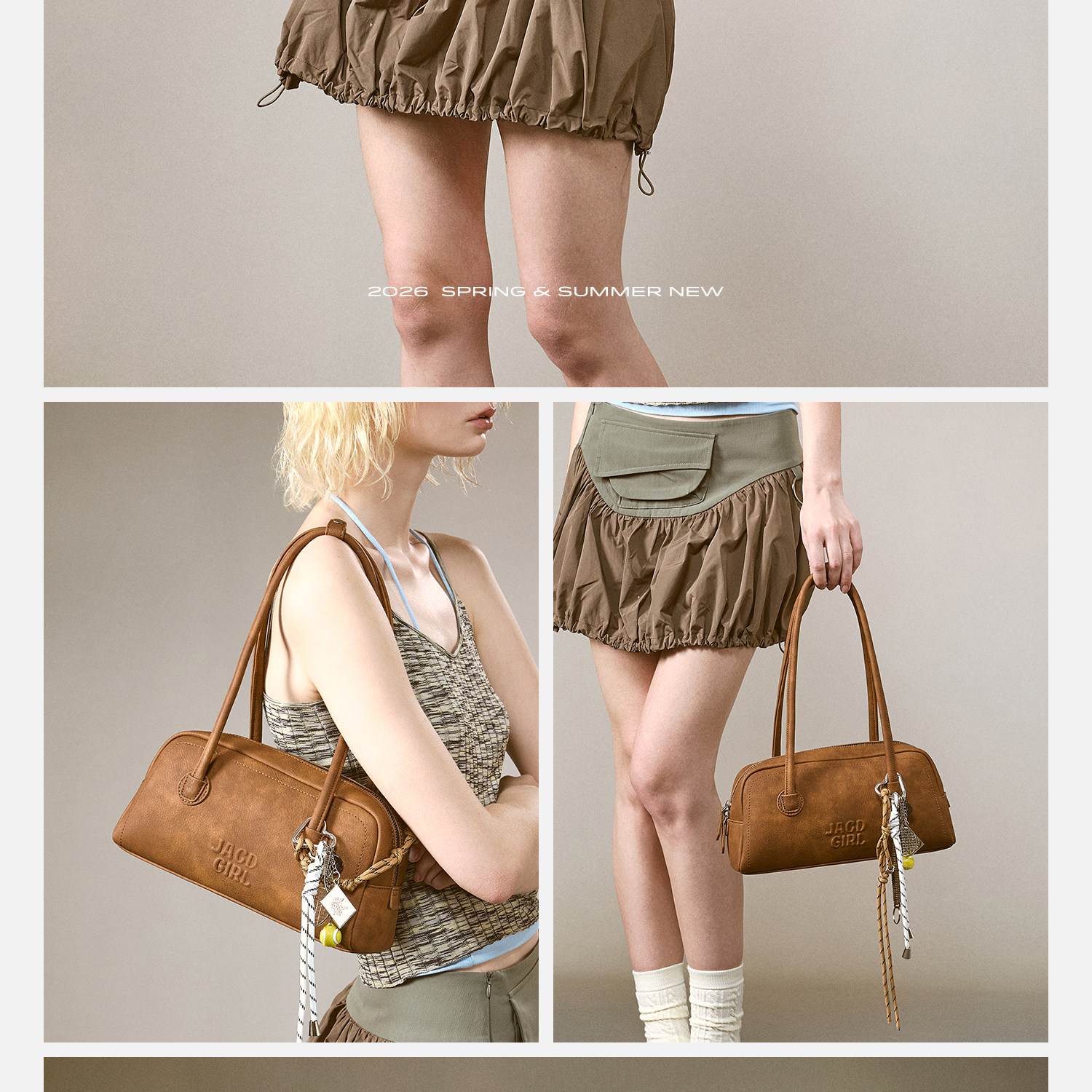JACD Cinnamon Brown Faux Leather Zip-Top Bowling Bag