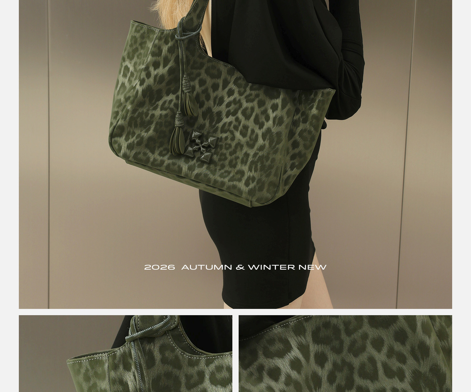 JACD Leopard Print Magnetic Snap Shoulder Bag