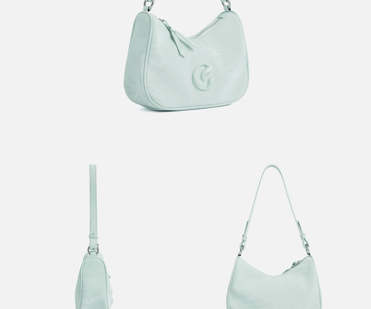 JACD Faux Leather Zip-Top Underarm Bag