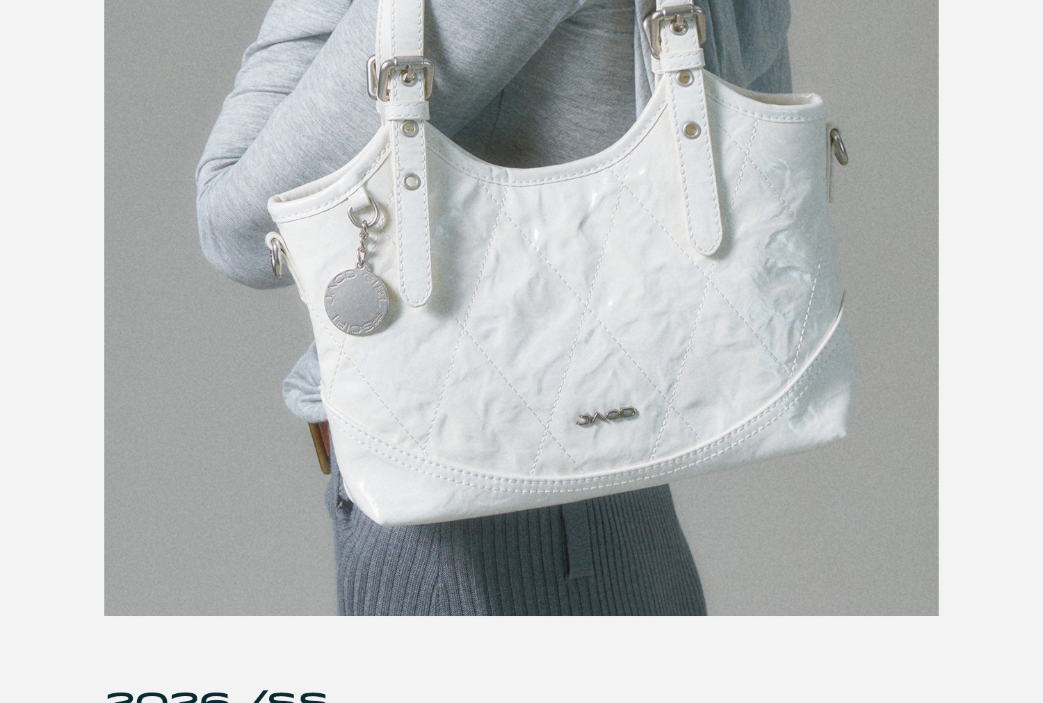 JACD White Quilted Synthetic Leather Crossbody Bag