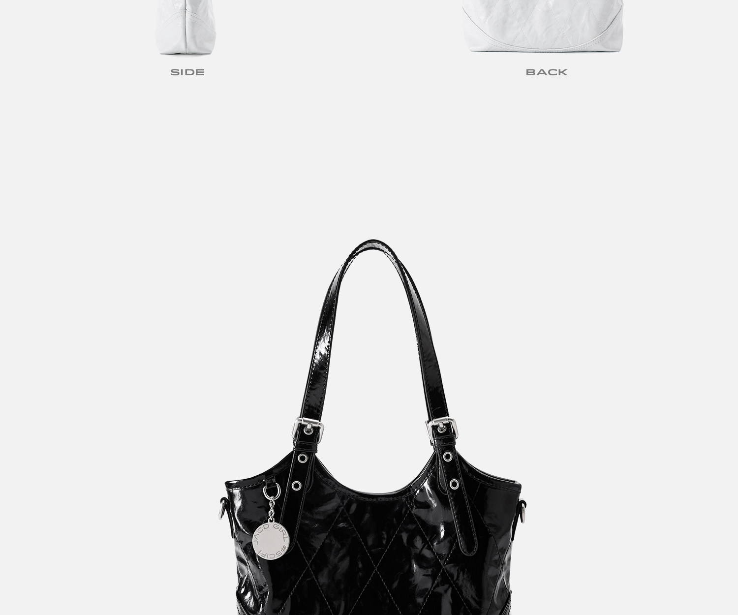 JACD White Quilted Synthetic Leather Crossbody Bag