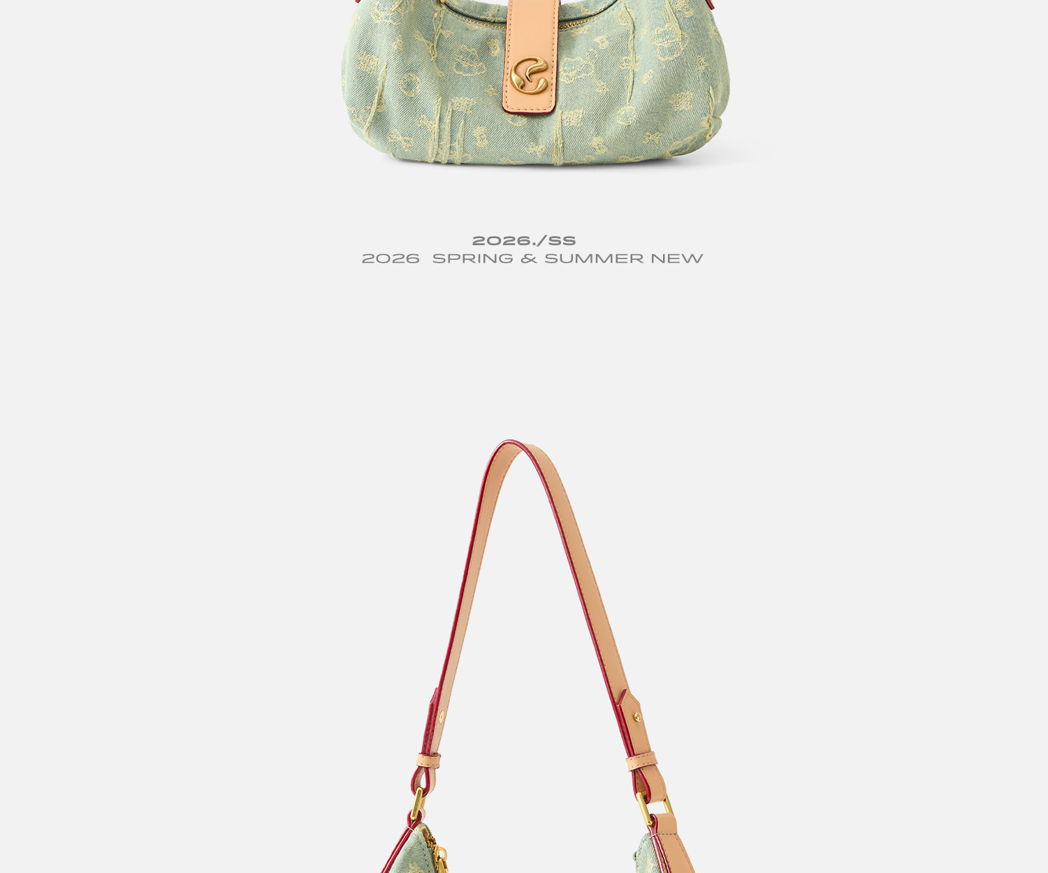 JACD Denim Crescent Underarm Bag - Zip-Top
