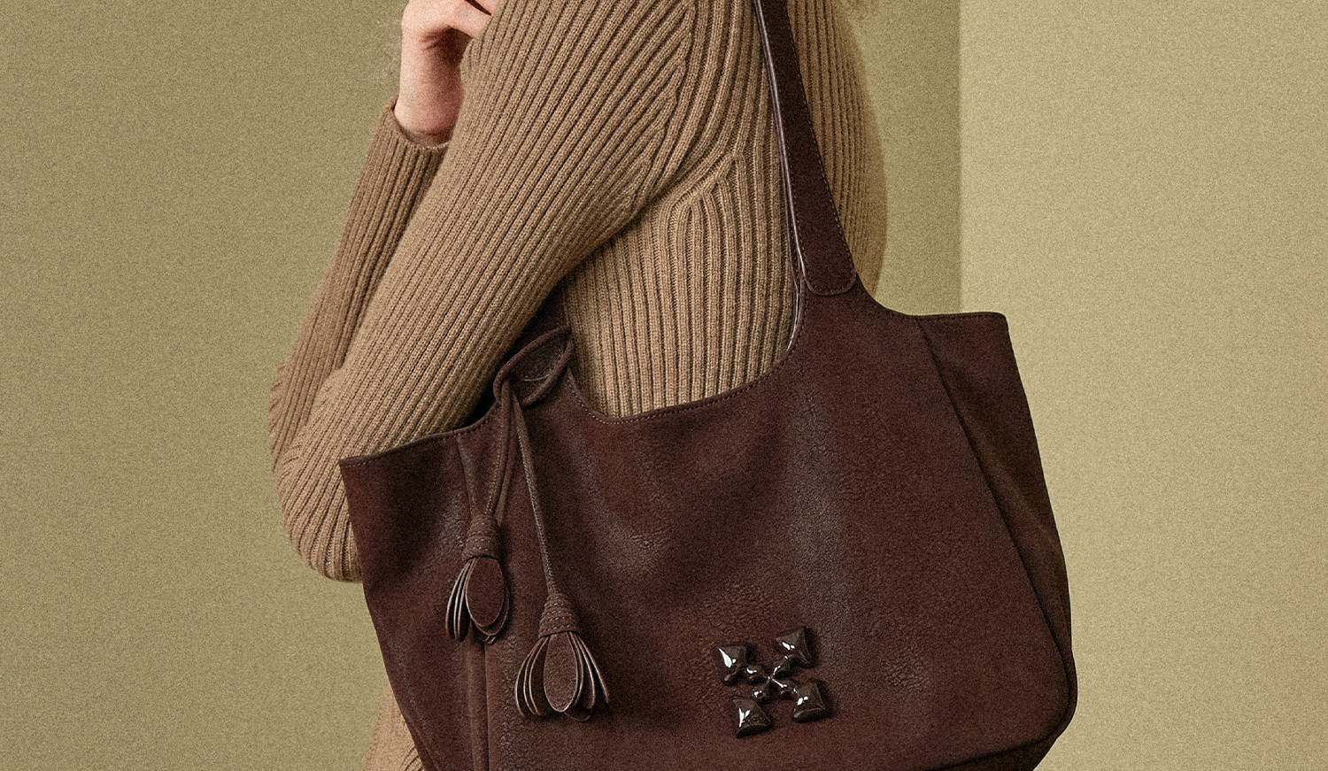 JACD Faux Leather Magnetic Snap Tote Bag