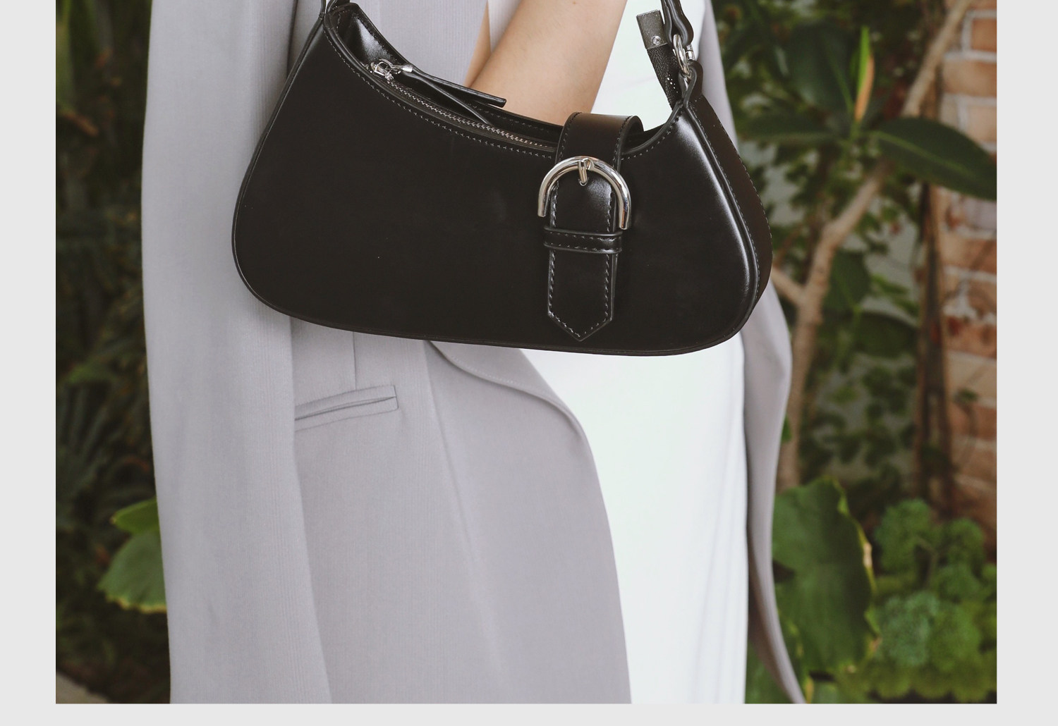 JACD Black Faux Leather Zip-Top Underarm Bag
