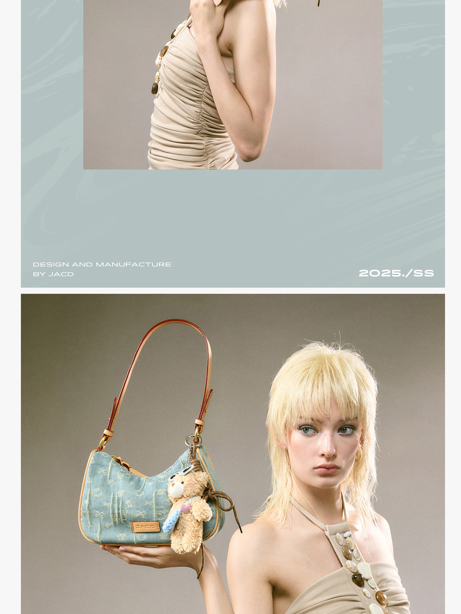 JACD Vintage Denim Zip-Top Underarm Bag