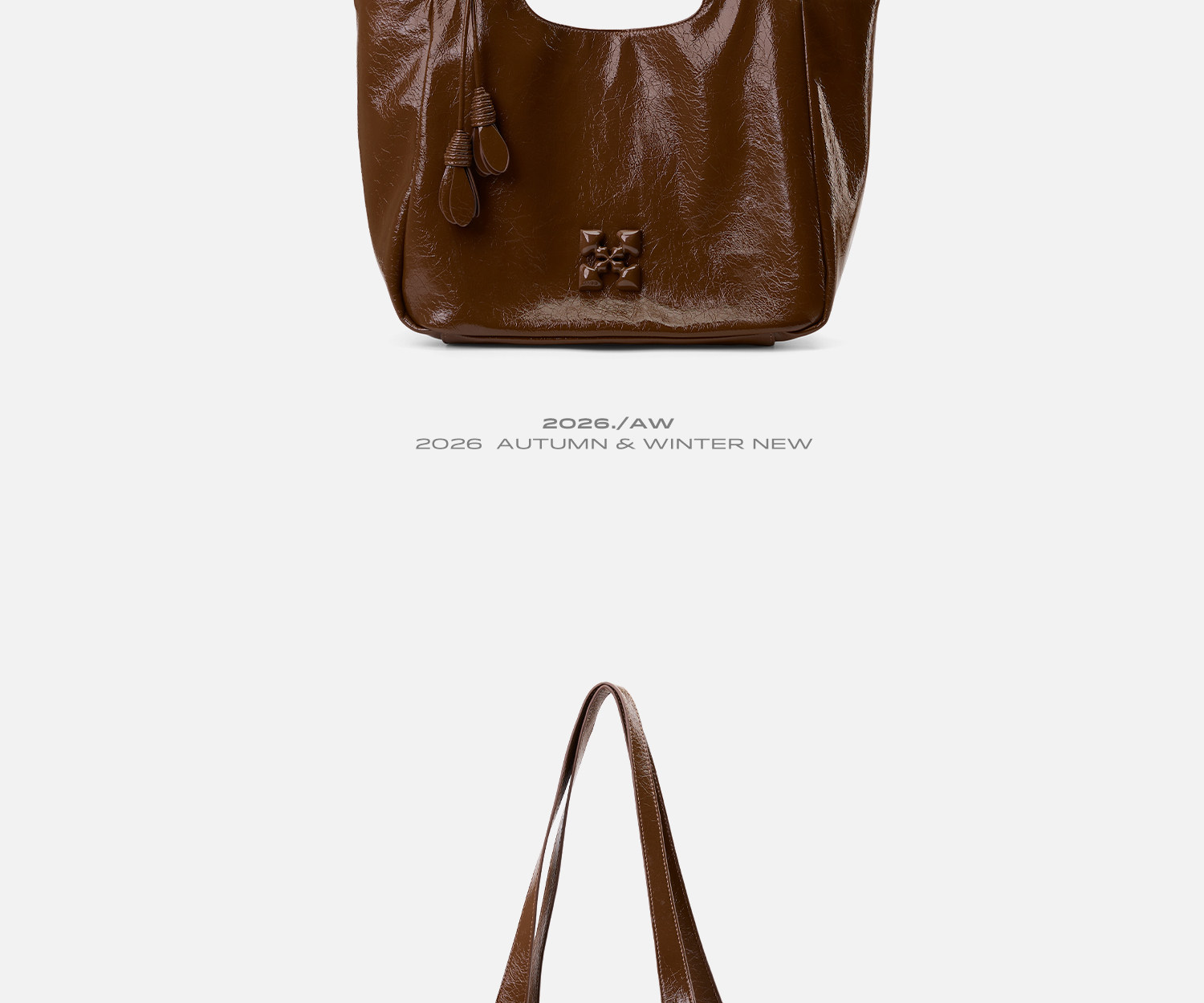 JACD Amber Brown Synthetic Leather Magnetic Snap Tote Bag