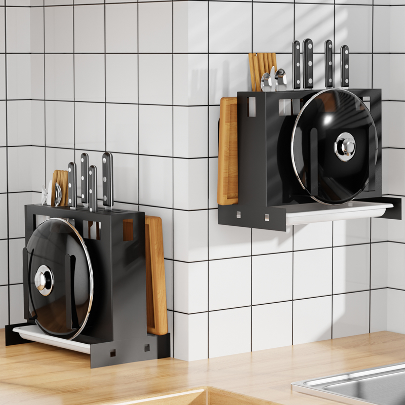 Tool holder kitchen Supplies Multi-functional shelve cutter containing household cutting board chopping block chopstick cage integrated wall-mounted