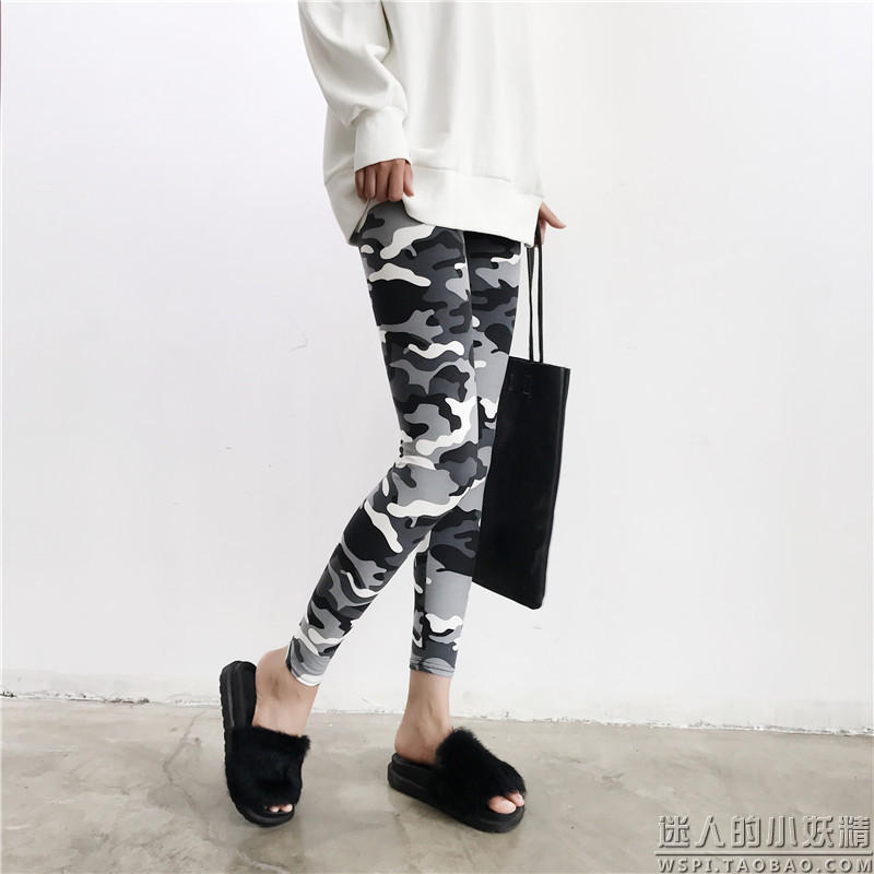 Ngụy trang xà cạp nữ mùa xuân và mùa hè phần mỏng đàn hồi chặt chẽ- phù hợp mỏng giảm béo chân quần bông chín quần thủy triều quần lót lông cho nữ