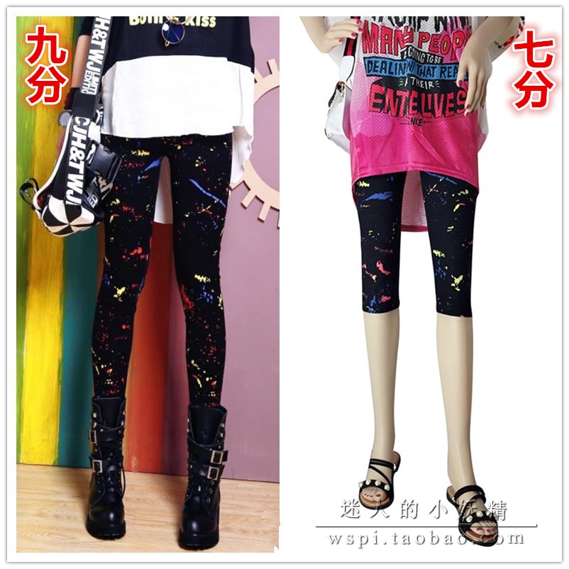 Quần legging nhung nữ mặc màu sắc mỏng manh phiên bản Hàn Quốc thời trang hoang dã in quần co giãn chín quần thủy triều quần áo nữ mùa hè đẹp