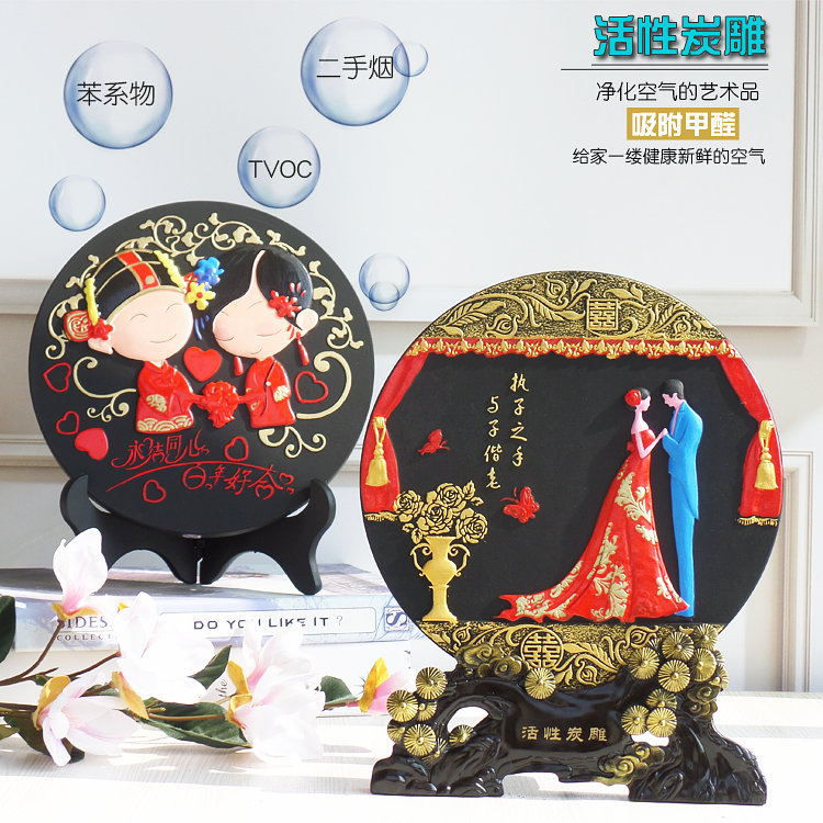 Gửi bạn bè quà tặng đám cưới than củi quà cưới trang trí phòng cưới bạn gái thực tế quà tặng đính hôn sáng tạo tùy chỉnh phụ kiện trang trí kệ tivi
