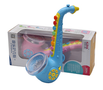  Childrens saxophone playing musical instrument toy Saxophone big horn musical instrument toy External MP3 light send strap