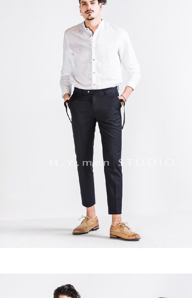 Quần tụt quần nam 9 điểm Nam Quần âu phù hợp với người Anh quần tây cho nam béo bụng