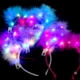 10 белых перьев кошачьи уши 10