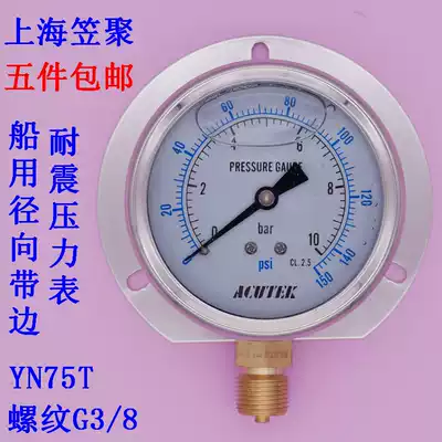 ACUTEK radial belt rear seismic pressure gauge YN75T 10bar 1mpa G3 8