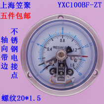 The axial edge stainless steel pressure gauge YXC100BF-ZT 1 6MPA 20*1 5 material 316