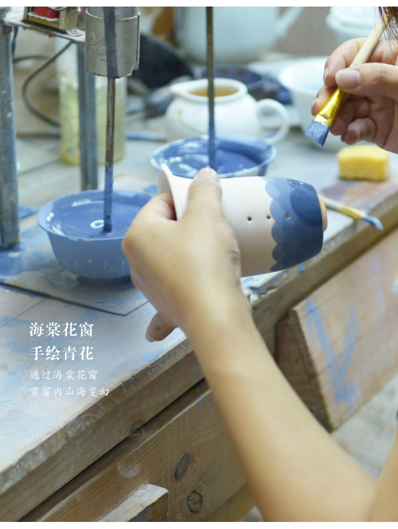 Happy auspicious travel kung fu tea set suit portable charter to their a pot of two cups of is suing with hand - made ceramic crack cup