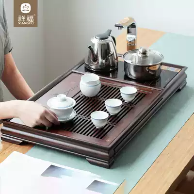 Xiangfu bamboo Kung Fu tea set home simple automatic ceramic tea set induction cooker four-in-one body