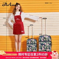 Artmi mùa hè mới retro hoa vali xe đẩy kinh doanh hành lý câm 24 inch caster vali mini