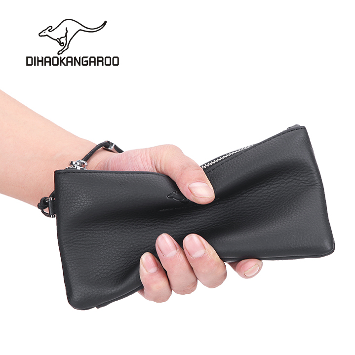 Imperio Kangaroo Brand Men Casual Bull Leather Envelope Bag Large Capacity Wallet Man Bag Soft Face Small Bag Hand Grip Bag Tide