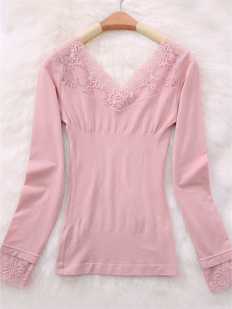 Japan low-collar thin warm base shirt Women's long-sleeved beauty body heating coat Modal autumn coat top single piece