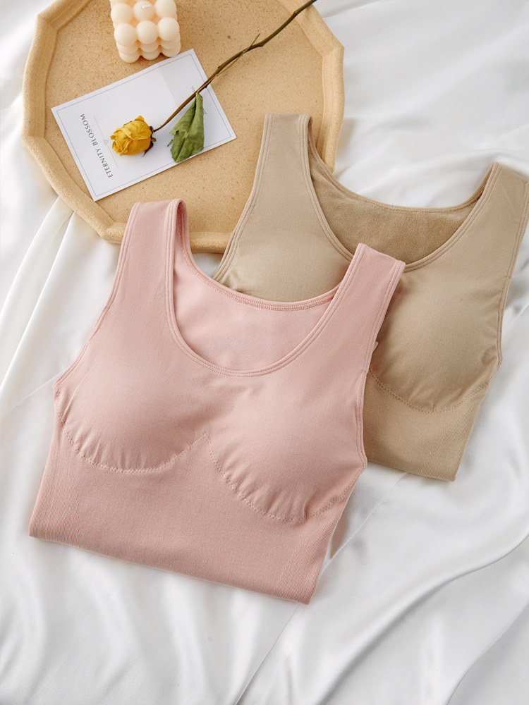 Japan autumn and winter women's heating clothes thickened and velvet outside wear clothes with cups shaping body warm vest