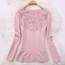 Japanese thick and velvet base shirt womens autumn and winter long sleeve body body body wear thermal underwear one piece cotton top