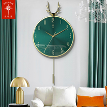 Polaris modern simple wall clock living room household fashion creative clock wall clock Light luxury deer head quartz clock