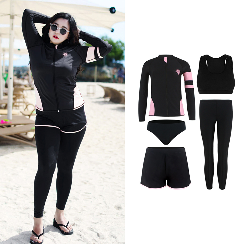 Wetsuit swimsuit fat MM female conservative plus fat plus size split long sleeves long pants sunscreen slim surf snorkeling suit