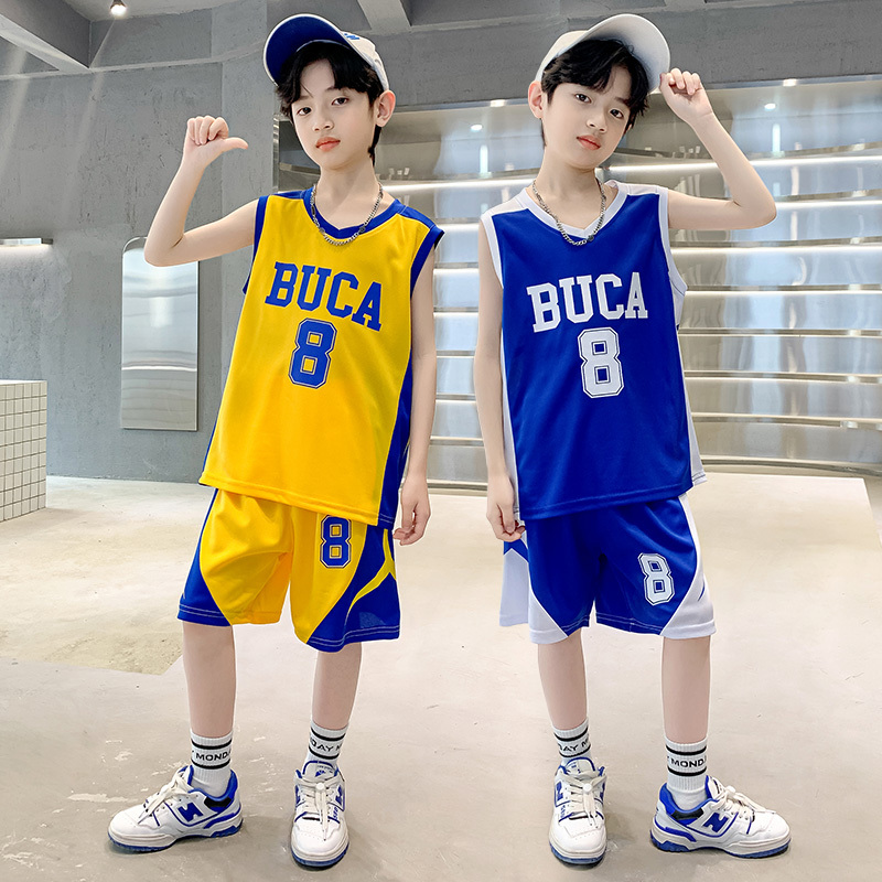 Boys' Basketball Uniform Set, Summer Clothing, Kidsren's Summer Breathable, Quick-Drying Sleeveless Sports Uniform, Medium and Large Kidsren's Training Jersey Boys' Basketball Uniform Set, Summer Clothing, Kidsren's Summer Breathable, Quick-Drying Sleeveless Sports Uniform, Medium and Large Kidsren's Training Jersey