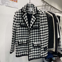 2021CL coat womens new loose bird suit collar autumn and winter fashion pocket temperament coarse coat