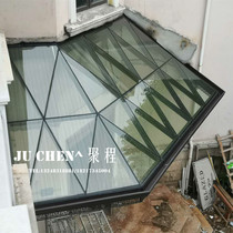 Shanghai installed steel structure canopy laminated glass sun room terrace roof entrance and exit sunshade and rain