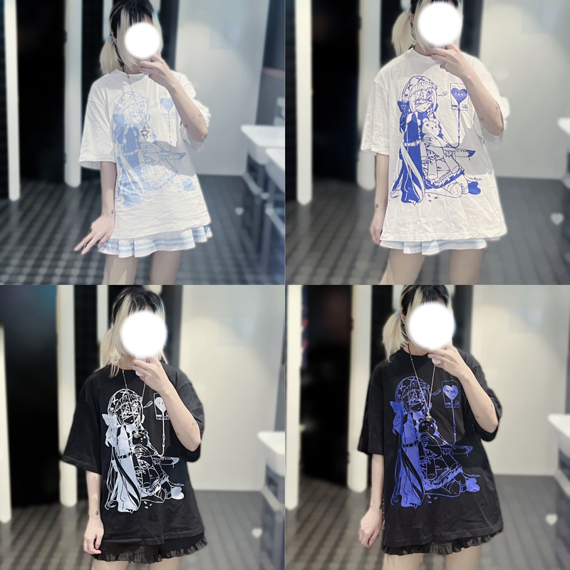 Short-Sleeved! Just a Plain Cotton Sleepshirt T-Shirt |   Original Aqua Color Subculture Otaku Cute