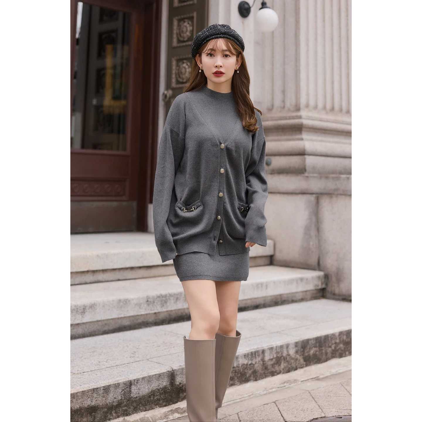 herlipto Logo Jacquard Knit Top latte S herlipto Logo Jacquard