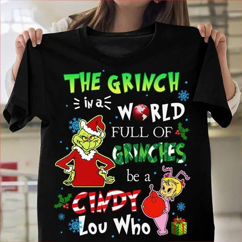 Christmas Black T-Shirt Christmas Themed Grinch Christmas Party Short-Sleeved T-Shirt Women's Top Christmas Black T-Shirt Christmas Themed Grinch Christmas Party Short-Sleeved T-Shirt Women's Top