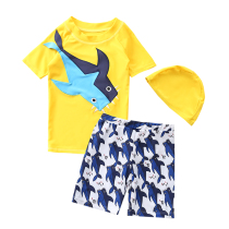 Childrens swimsuit male split boy boy big and small child hooded Korean swimsuit embroidery whale baby boy swimsuit