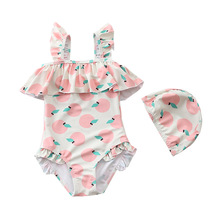 INS childrens swimsuit Girls and girls one-piece swimsuit Korean baby mother and baby shop Princess girl baby swimsuit