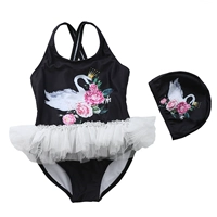0301-17 Black Flower Swan Gorny Skirt Style