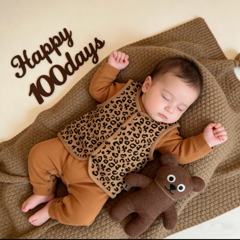 Leopard Print Baby Vest for Young Infants, Stylish Double-Layer Pure Cotton A-Class Warm Vest, Autumn and Winter Base Layer