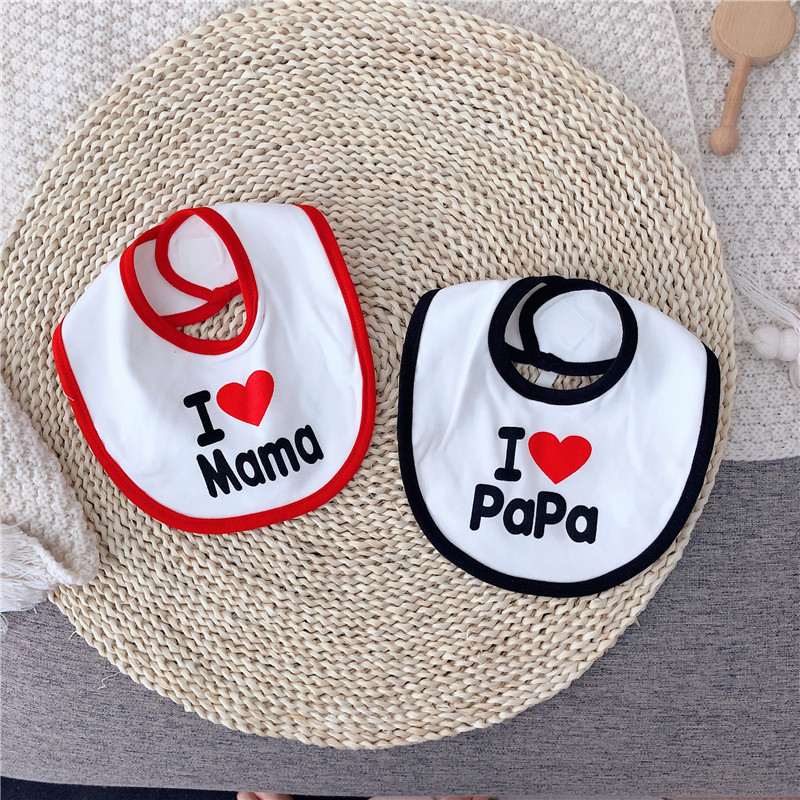 I love mom and dad baby saliva towel scarf waterproof anti-spitting milk pure cotton round neck scarf newborn supplies