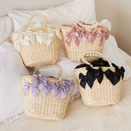 Sakura Sister, японская ограниченная серия EC, многоцветная сумочка ручной работы из кукурузной шелухи с бантиком для отдыха на природе